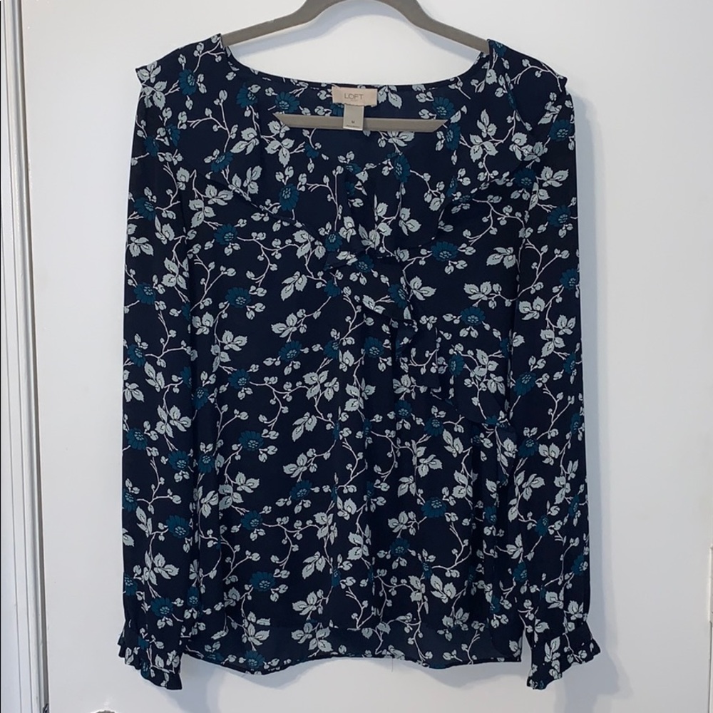 LOFT floral ruffled blouse